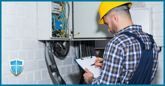 An electrician performing a safety inspection.