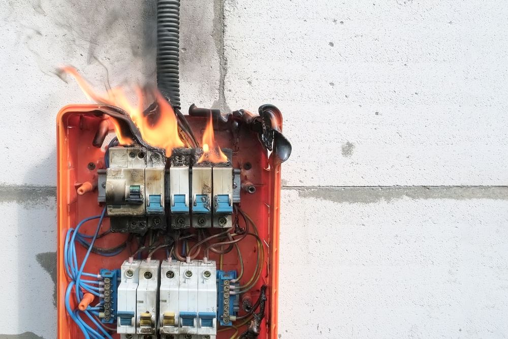 Electrical circuit on fire